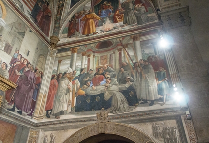 Funrailles de saint Franois (vers 1475) fresque, chapelle sainte Fina de la Collgiale Santa Maria Assunta, San Gimignano - Italie