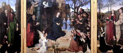 Triptyque Portinari (1475-1478), huile sur panneau bois, panneau central: 253 x 304 cm, volet: 253 x 141 cm, Galerie des Offices, Florence - Italie