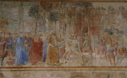 Histoire de l'Ancien Testament: Construction de la Tour de Babel (1469-1483), fresques, partie nord de la galerie du clotre du Camposanto Monumentale, Pise - Italie