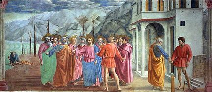 Le paiement du tribut (1424-1427) - Chapelle Brancacci, glise Santa Maria del Carmine, Florence - Italie