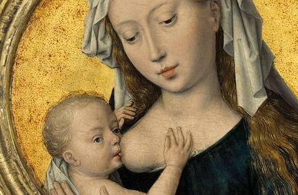 The Virgin Mary nursing the Christ Child (entre 1487 et 1490), huile et or sur panneau bois, 17 cm de diamtre, vendu par Christie's New York en janvier 2012