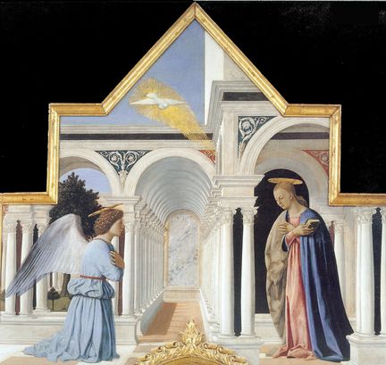 L'Annonciation, cimaise du polyptyque de saint Antoine (1460-1470), Galleria nazionale dell’Umbria, Prouse - Italie