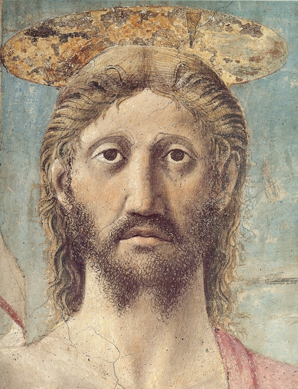La Rsurrection du Christ (1463-1465), fresque et dtrempe, 225 x 200 cm, dtail du visage du Christ, Museo Civico, Sansepolcro - Italie