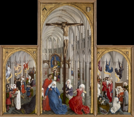 Retable des Sept Sacrements [triptyque] (1445-1450), huile sur panneau, 200 x 223 cm, Muse royal des beaux-arts, Anvers, Belgique
