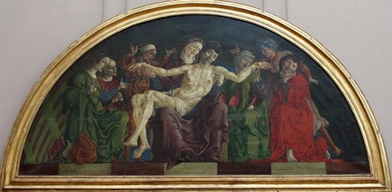 Piet (vers 1474), lunette demi-circulaire couronnant le retable command par la famille Roverella, huile transpose de bois sur toile, 132 x 268, muse du Louvre, Paris - France