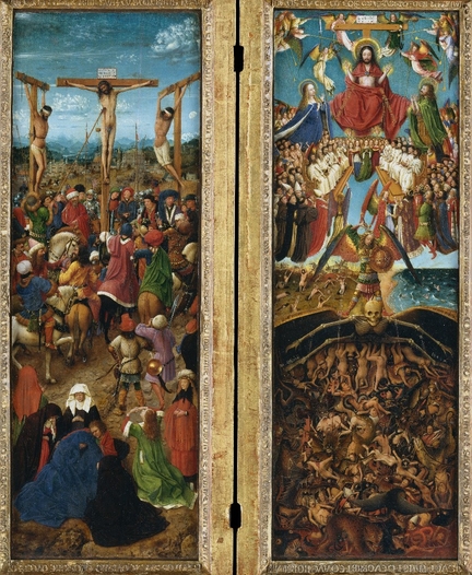 Diptyque Crucifixion et Dernier Jugement (vers 1440-1441), huile sur panneau bois transfrs sur toile, panneau: 56,5 x 19,7 cm, Metropolitan Museum of Art, New York - USA