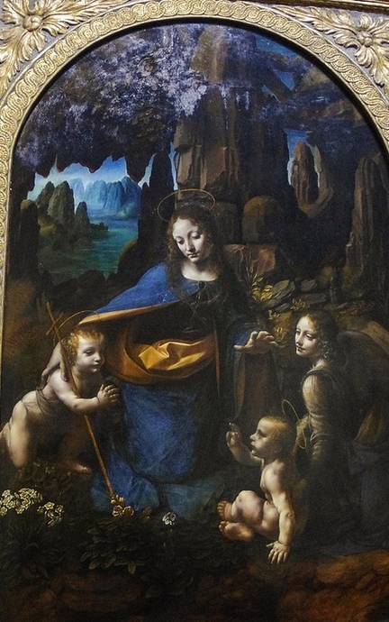 La Vierge aux rochers avec l'enfant saint John adorant l'enfant Jsus accompagn d'un ange (vers 1508), fresque, huile sur panneau bois, 189 x 120 cm, National Gallery, Londres - Grande-Bretagne