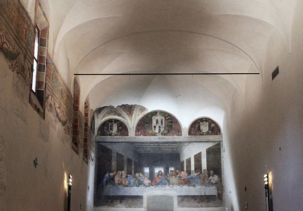 La Cne (1495-1498), fresque, 460 x 880 cm, rfectoire du couvent de Sainte-Marie-des-Grces, Milan - Italie