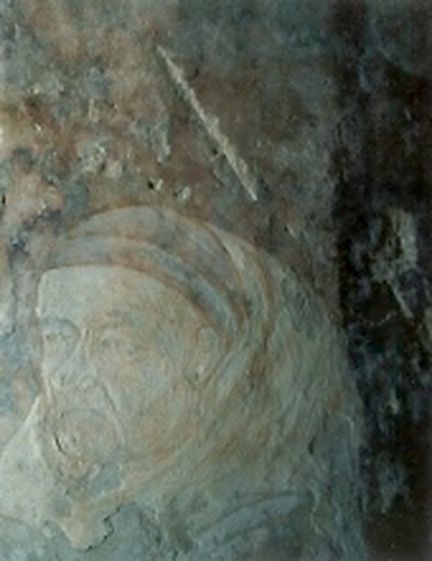 Abbaye Saint-Hilaire, monument historique class, premier btiment conventuel carme (XIIIe sicle) du Comtat Venaissin (1274-1791), lev sur la commune de Mnerbes - Vaucluse - Peiture murale de la chapelle du XVe sicle ddie  saint Antoine le Grand