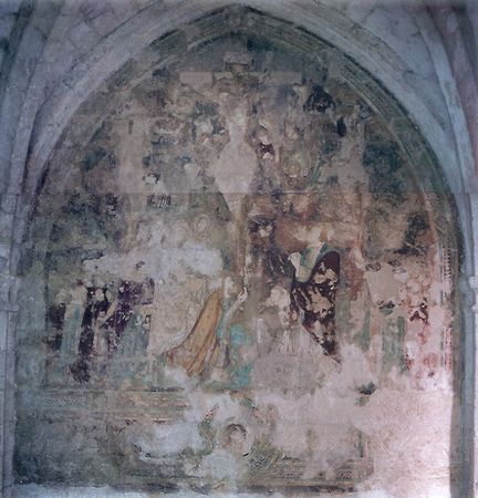 Abbaye Saint-Hilaire, monument historique class, premier btiment conventuel carme (XIIIe sicle) du Comtat Venaissin (1274-1791), lev sur la commune de Mnerbes - Vaucluse - Crucifixion du XIVe sicle