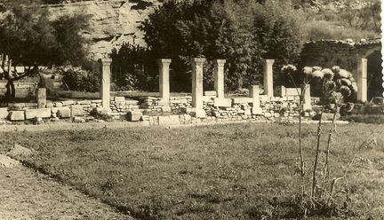 Abbaye Saint-Hilaire, monument historique class des XIIe et XIIIe sicles, premier btiment conventuel carme (XIIIe sicle) du Comtat Venaissin (1274-1791) - Mnerbes - Vaucluse - Terrasses classes M.H. du jardin conventuel - Jardin de vigne avant restauration