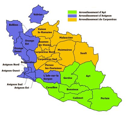 Carte des Cantons vauclusiens