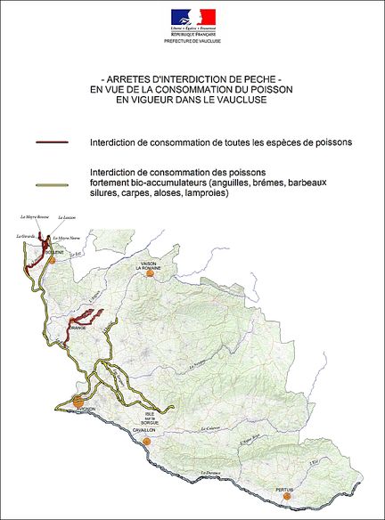 Arrts d'interdiction de pche en vue de la consommation en vigueur dans le Vaucluse (2013)