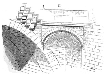 Trac perspectif d'une trompe d'une pile du pont Saint-Bnzet
